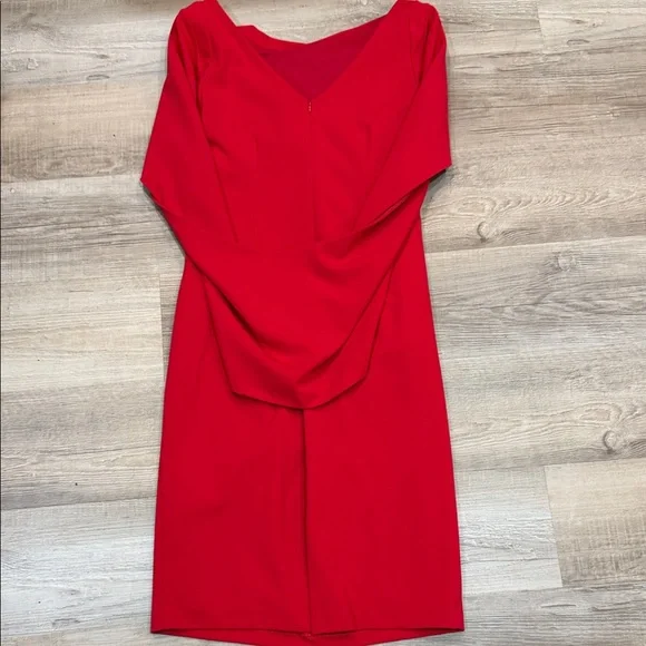 Betsy & Adam Elegant Red Cape Dress, Size 10 - Picture 8 of 9